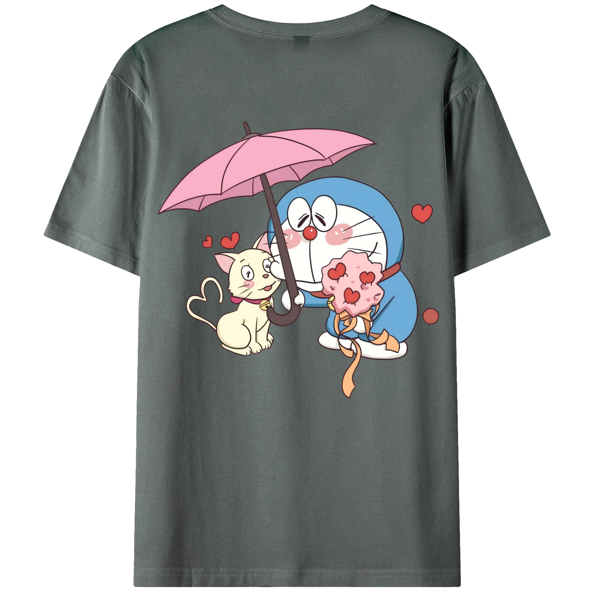 （画像用） ドラえもん Doraemon 綿100％ メンズ半袖Tシャツ（バックプリント） 通気性